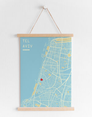 Tel Aviv Map Blue- sale